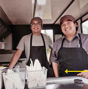 Filisticks: Join the lineup for tasty Filipinoinfluenced fresh food like si sig, pork belly with ginger soy, hot chilies and lemon. The food on a stick concept? “Oh, long gone,” says Ariel. “The prep was just too much, I would have had to make my aunt a full time employee.”