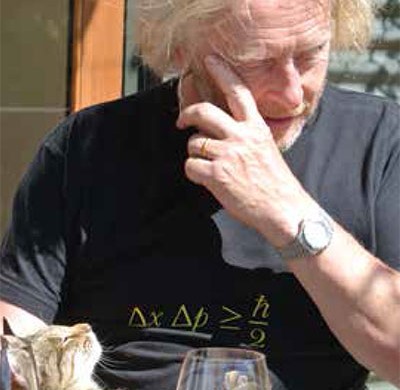 Nigel Greening, entrepreneur, winery owner and chef with Jancis the winery cat. 