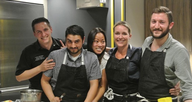 the Get Cooking team from left to right, Stephen Baidacoff, Israel Alvarez, Wendy Mah, Kathryn Joel and Eric Hanson