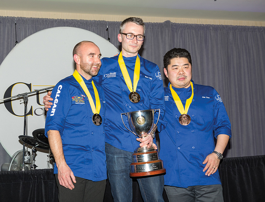 Gold medalist Marc Lépine (Ottawa) is flanked by Calgary’s Matthew Batey (left, silver) and Vancouver’s Alex Chen (right, bronze)