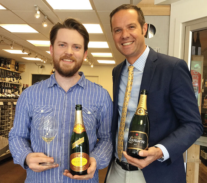 Color de Vino staffer Allan Suddaby with Enguerrand Baijot, Champagne Chanoine and Lanson.