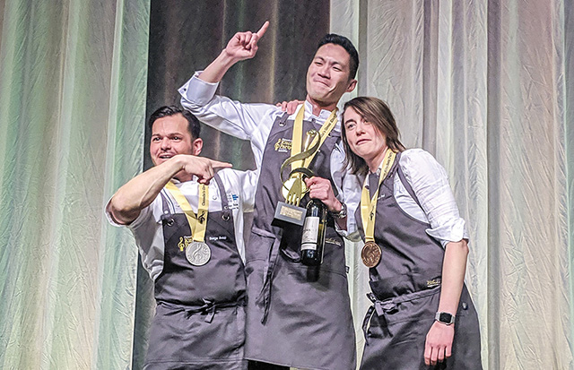 From left: Silver medalist Serge Belair, Edmonton Convention Centre; Gold medal winner JP Dublado, SC at River Cree; and Bronze medalist Doreen Prei, Zinc.