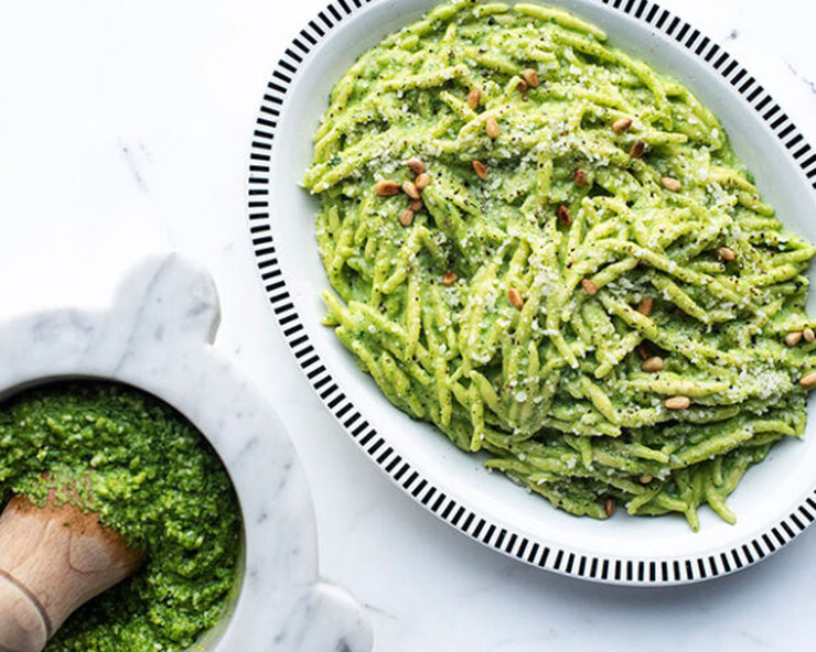 parsley and ricotta pesto with trofie