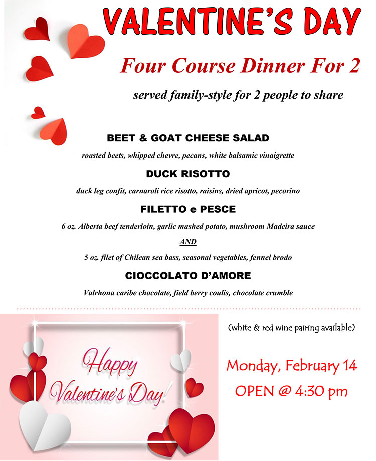 vivo Valentines menu