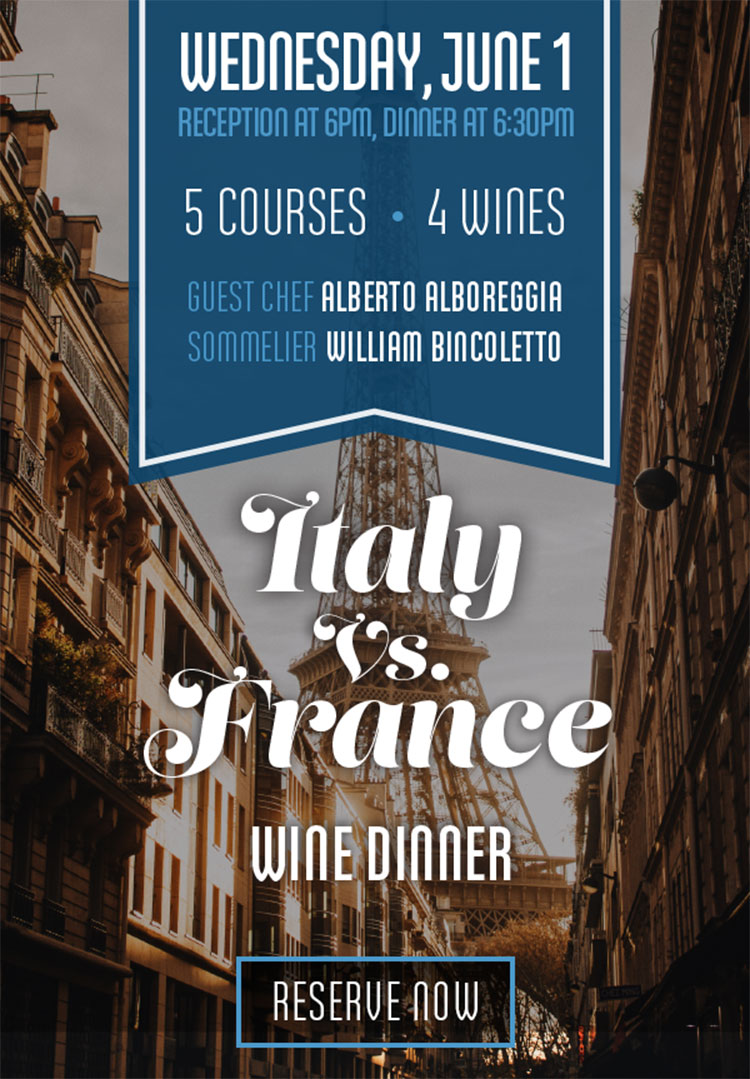 Italy vs France Wine Dinner at Sorrentino’s Century Park