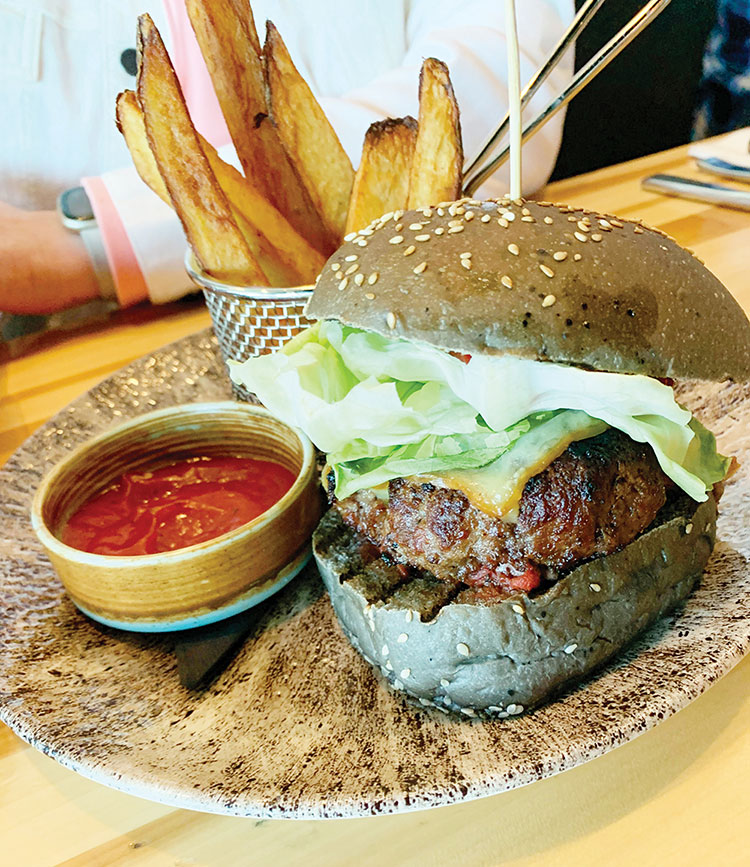 The beef brisket burger at Sky Bistro.