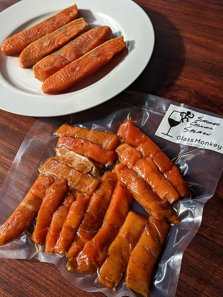 The glass monkey in-house smoked salmon now available