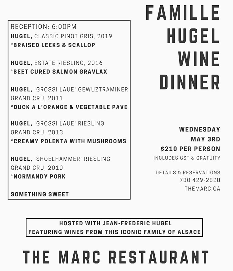 Hugel Dinner at the marc is a Don’t Miss