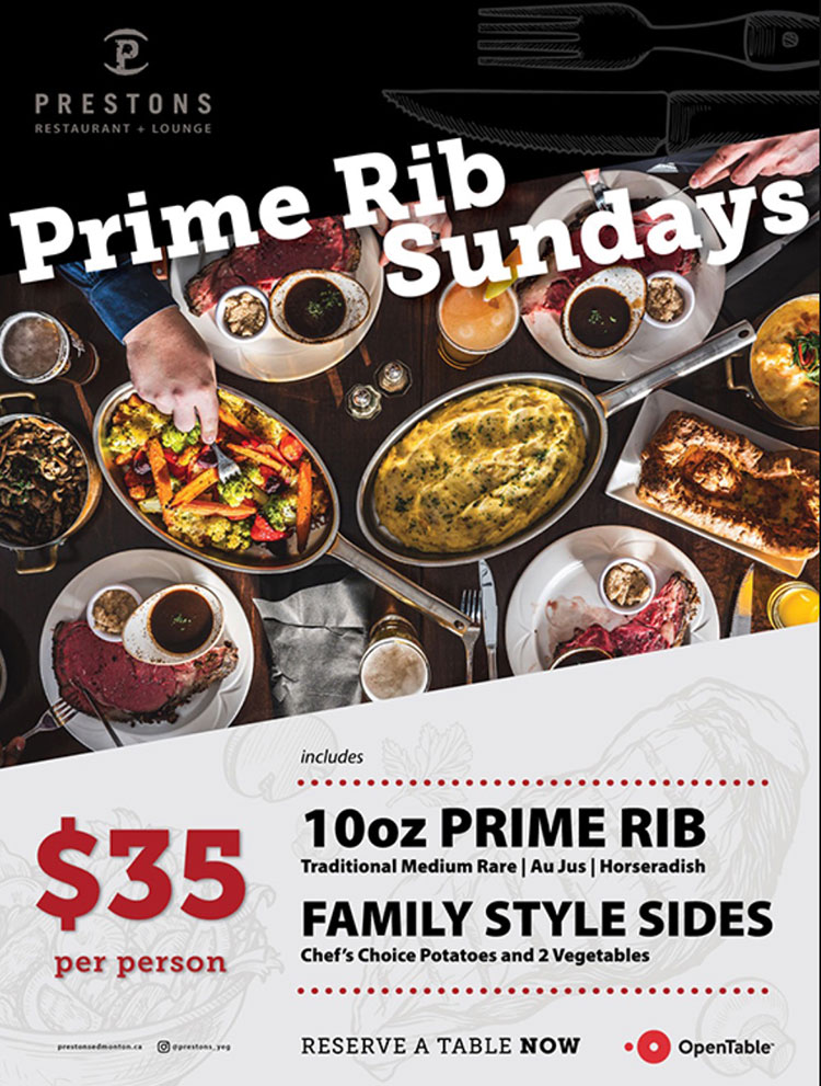 Prime Rib Sundays at Preston’s