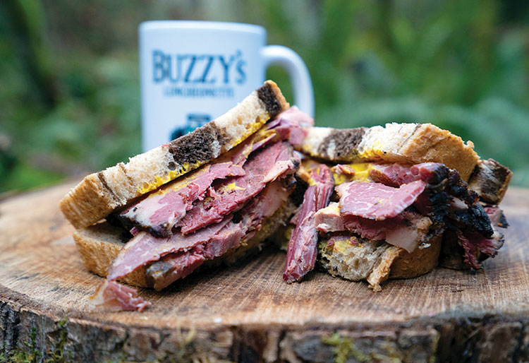 Buzzy’s tasty Island-smoked corned beef sandwich