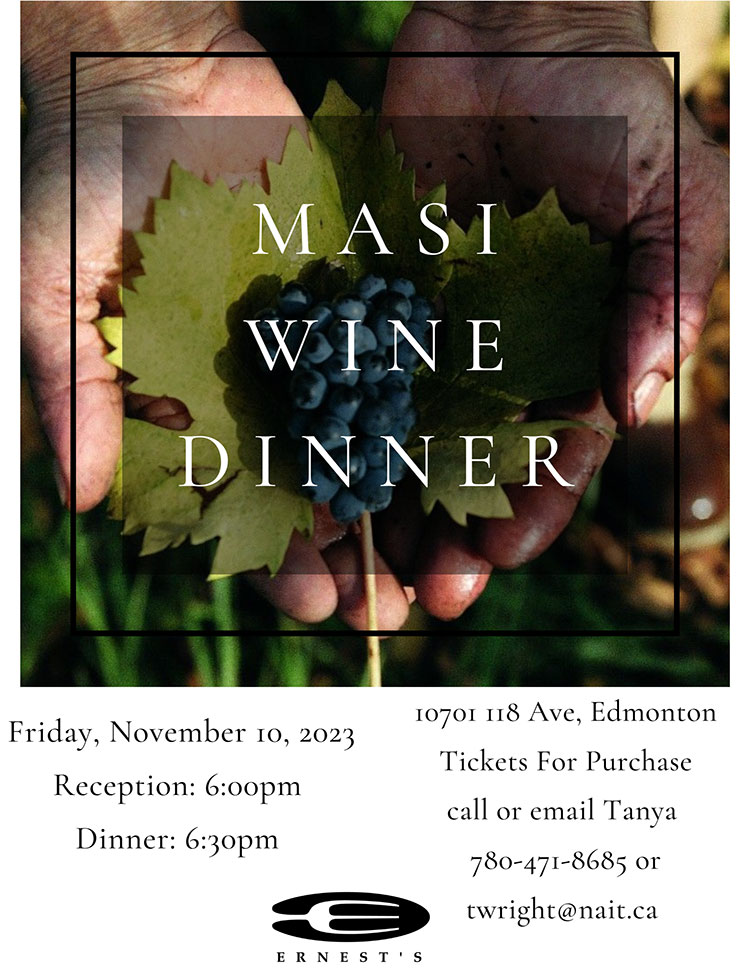 Masi Wine Dinner at Ernest’s at NAIT