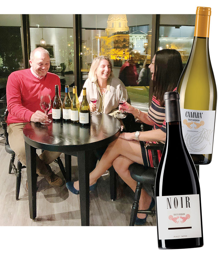 From left: Stefano Malchiodi, Francesca Seralvo (Mazzolino) Cynthia Vermette (Bonvida Wines).