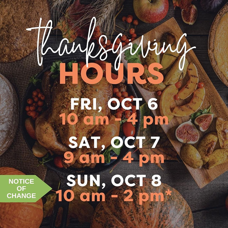 Thanksgiving Sunday hours for the Bountiful Farmers Market