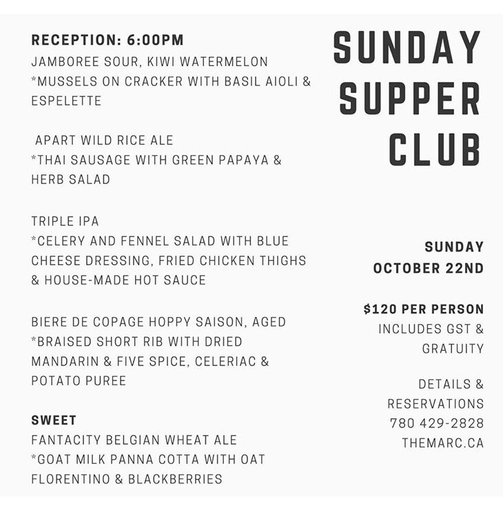 Sunday Supper at the Marc with 2 Crows Brewing