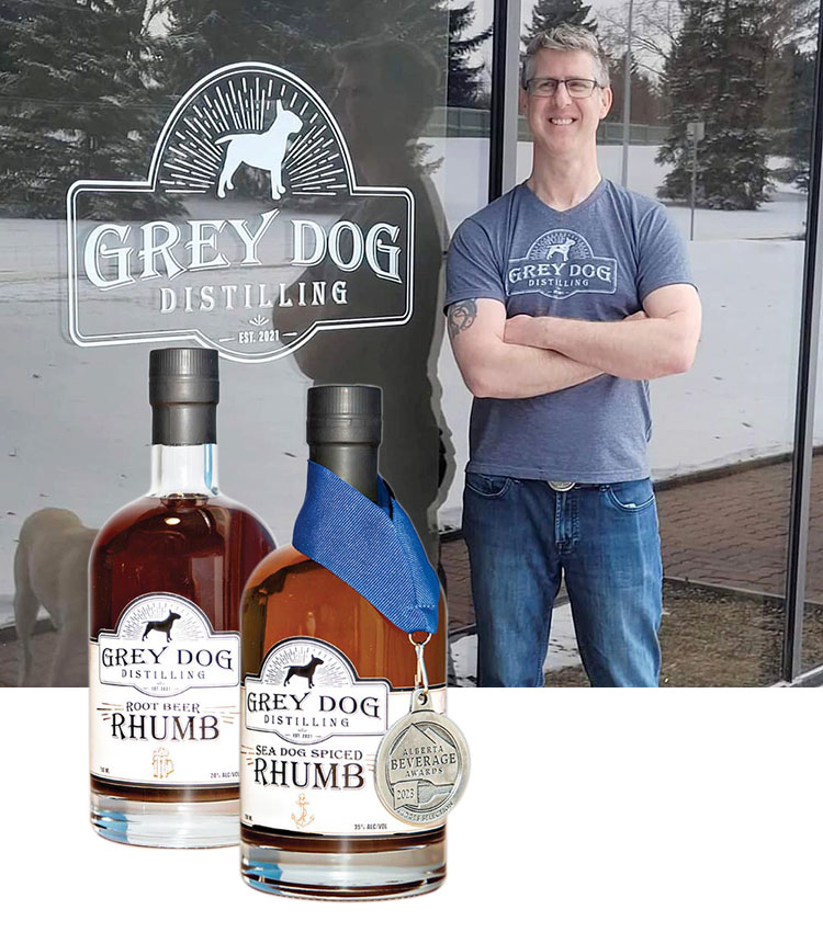 Jason Gredainus of Grey Dog Distilling with Casey, his 11-year-old Labrador mix