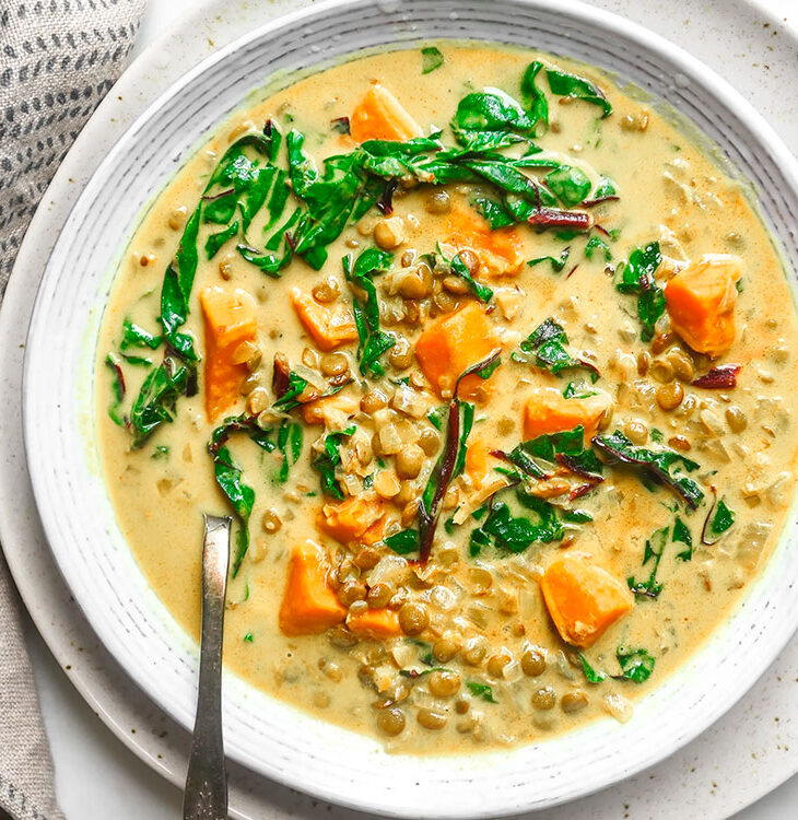 Recipe of the Week: Creamy Red Lentil and Sweet Potato Soup with Chard