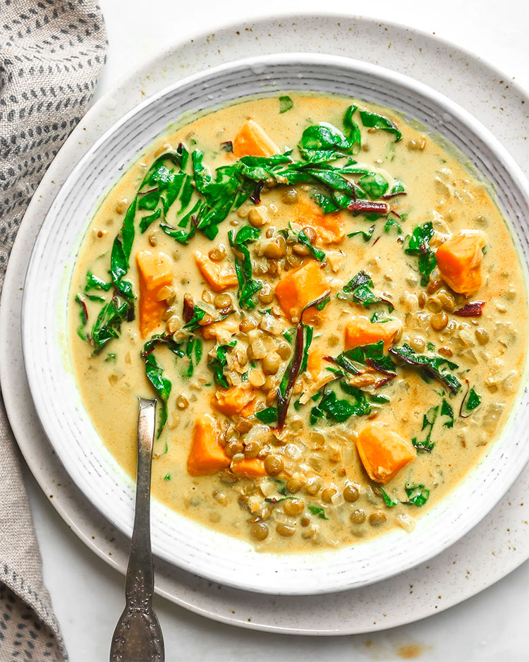 Recipe of the Week: Creamy Red Lentil and Sweet Potato Soup with Chard