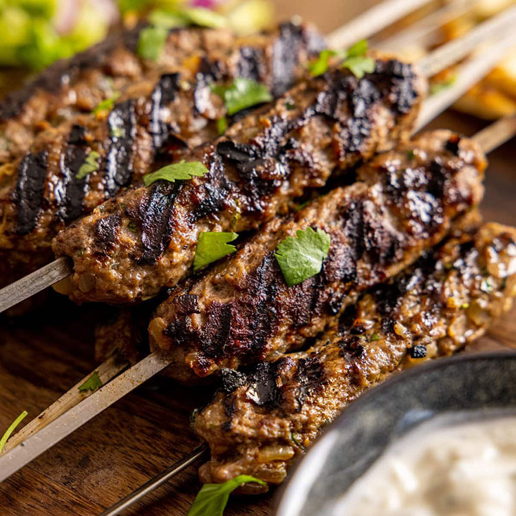 Lamb Kofta with Green Tahini Yogurt