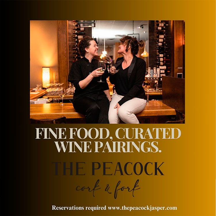 Superb dining in Jasper at The Peacock Cork & Fork