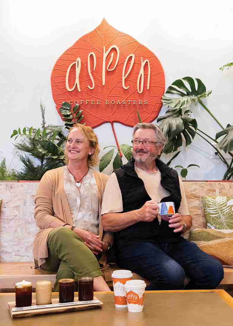 Aspen Coffee’s
Alison Sails and Gordon Taylor enjoy a cuppa