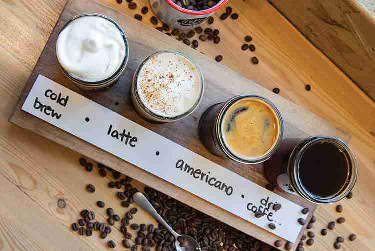a flight of coffee at Aspen