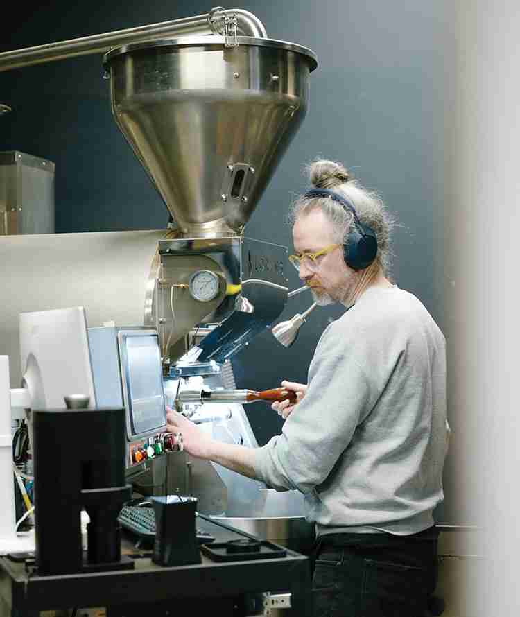 David Walsh roasts coffee