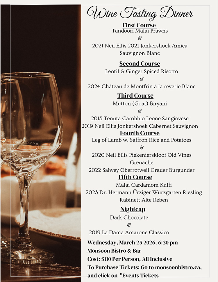 The next Monsoon Wine Dinner 