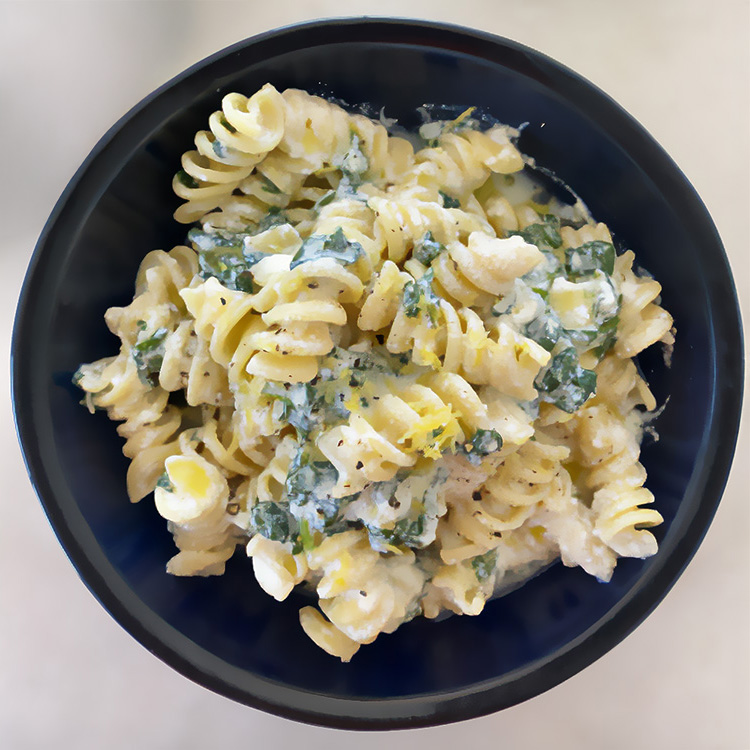 recipe of the week: chef kaelin whitaker’s fusilli with lemon, ricotta and spinach