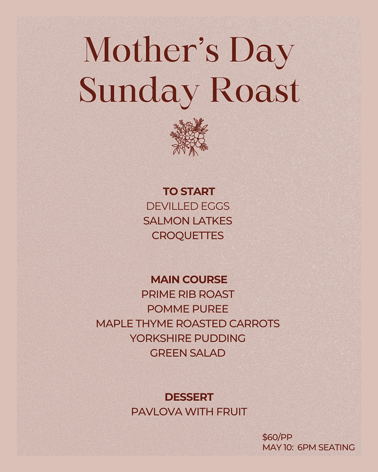 Darling’s Mother’s Day Prime Rib Dinner 