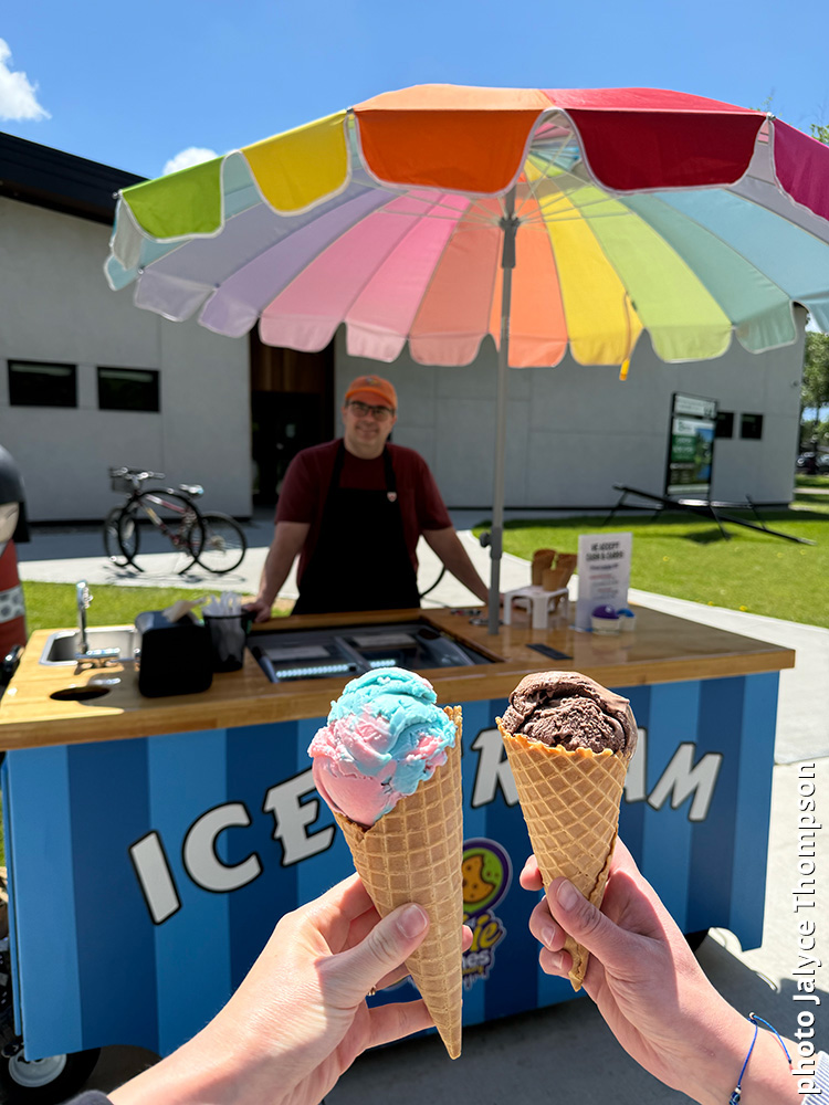 Riley Walburger at Cookie Crimes Ice Cream Stand at the Nikka Yuko Japanese Garden, Lethbridge