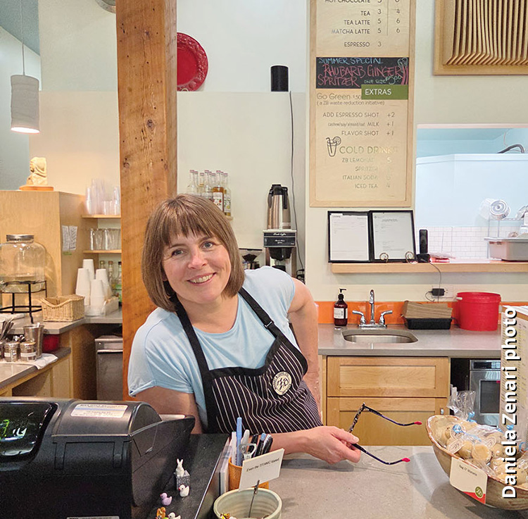 Kristine Dalzell in tea-lean mode at Zucchini Blossom.