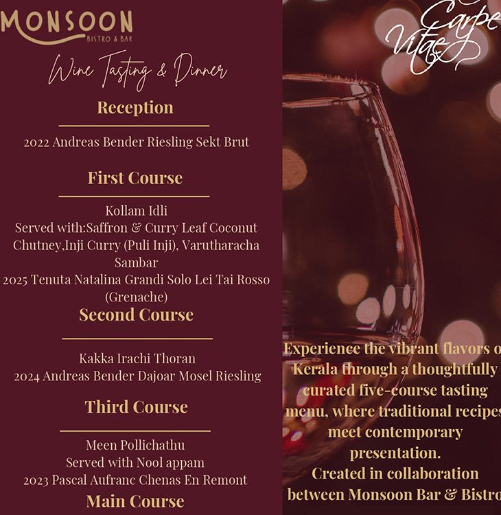 The next Monsoon Wine Dinner